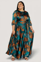 Paula Satin Maxi Dress | Jade Multi