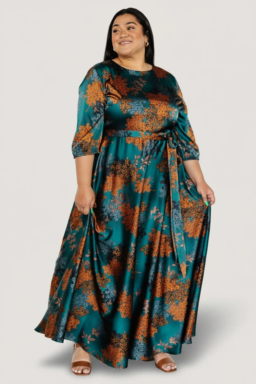 Paula Satin Maxi Dress | Jade Multi