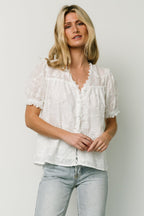 Pauline Embossed Top | Off White