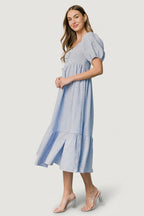 Poppy Midi Dress | Blue + Off White