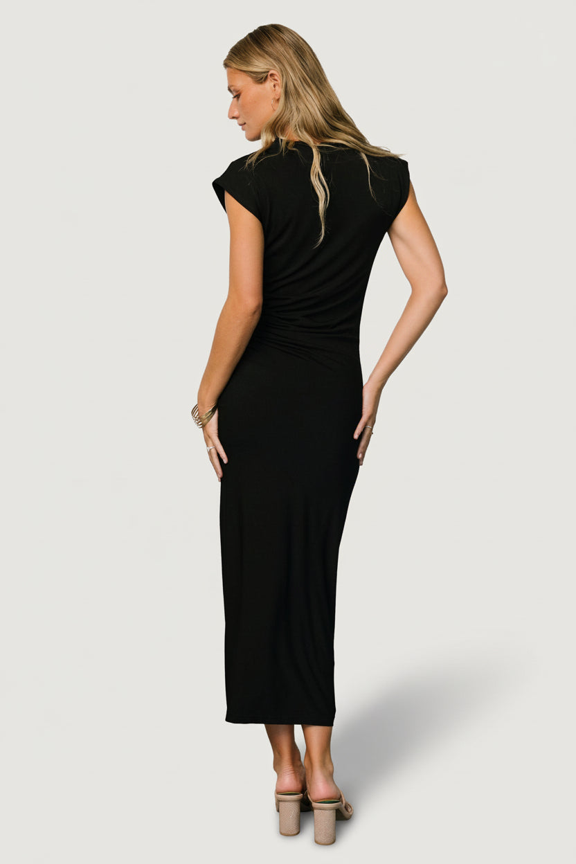 Sasha Ruched Maxi Dress | Black