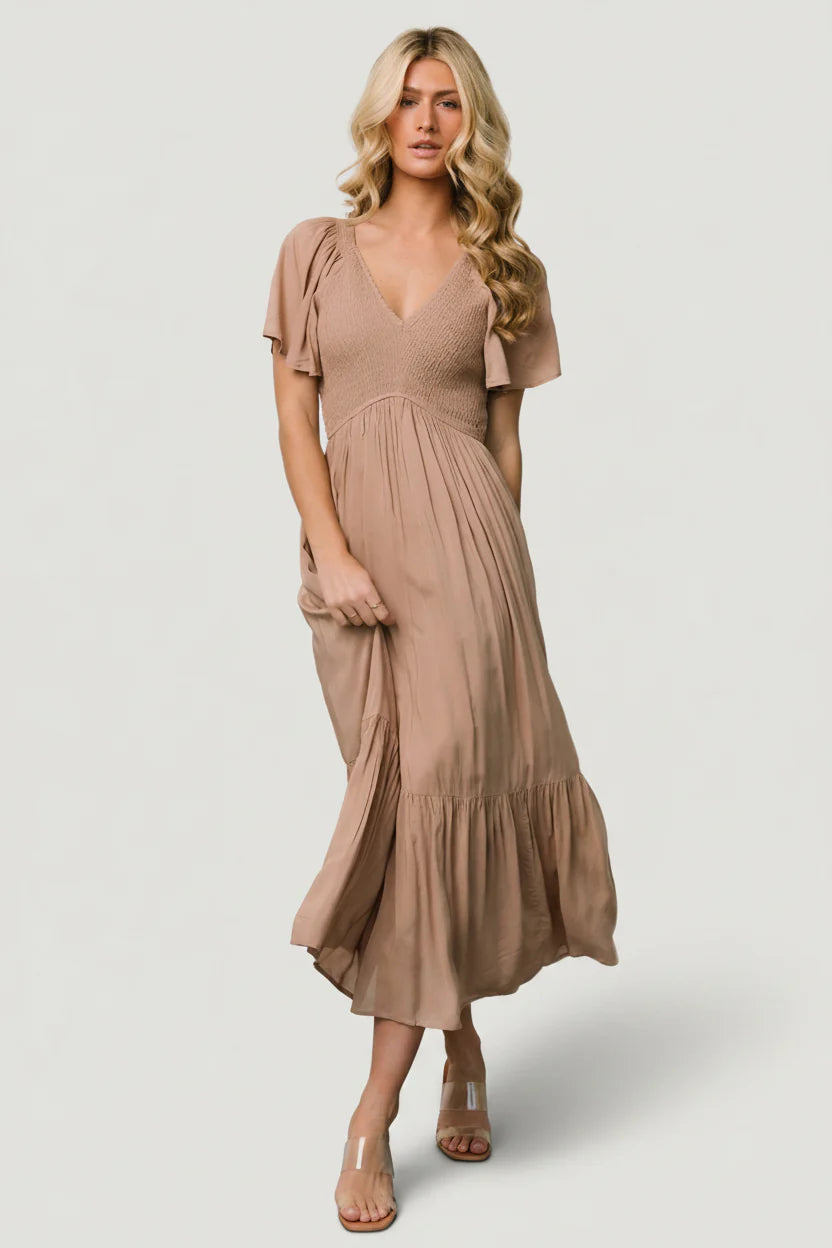 Scarlett Smocked Dress | Mocha