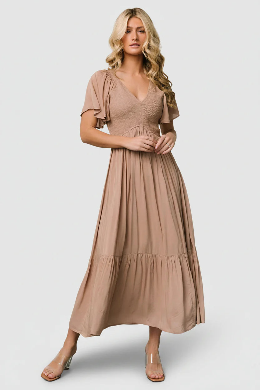 Scarlett Smocked Dress | Mocha
