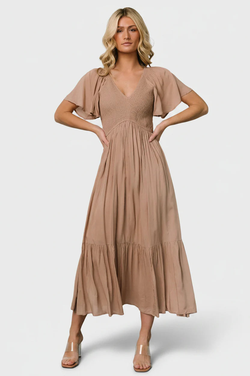 Scarlett Smocked Dress | Mocha