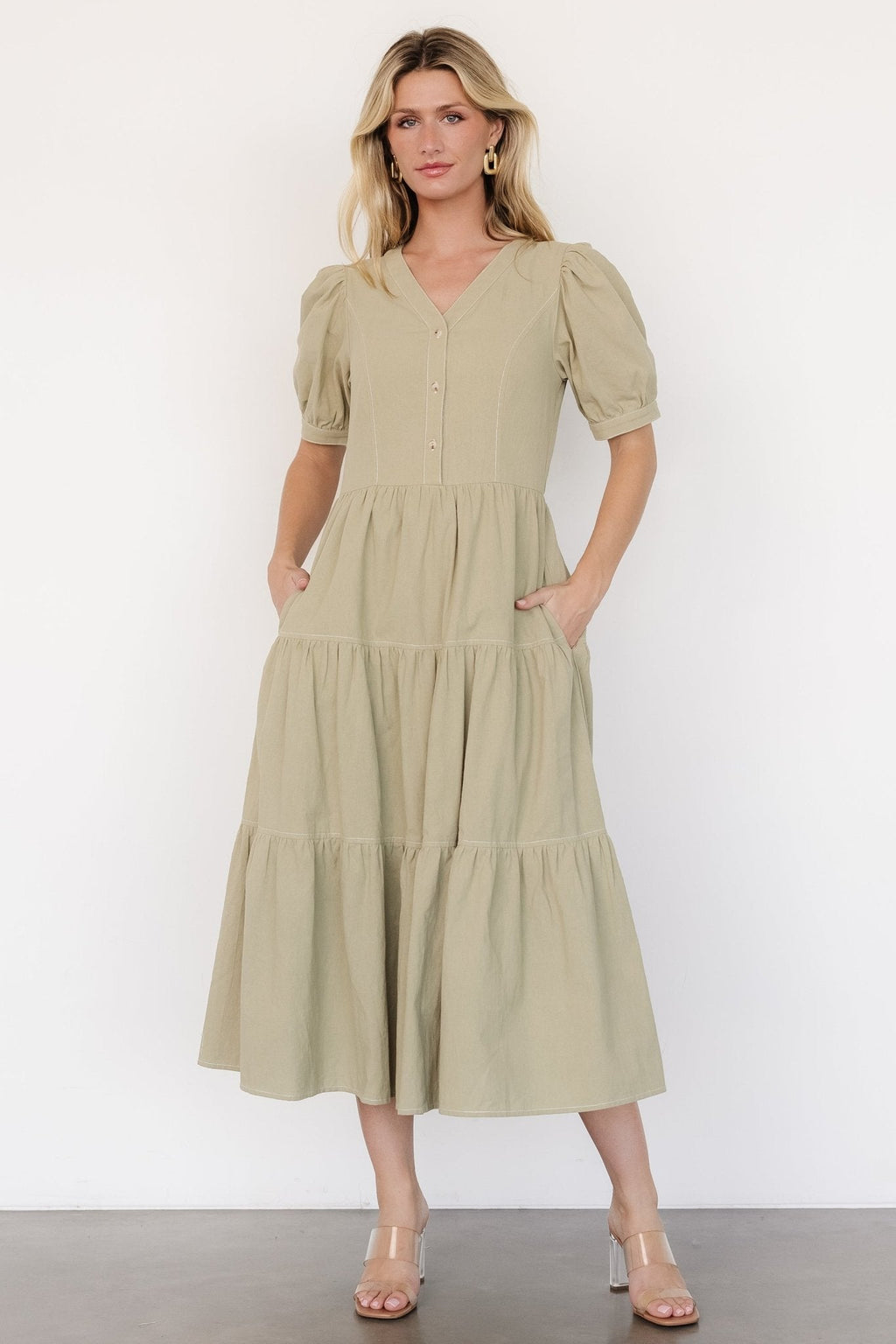 Shelby Button Top Dress | Sage Green