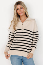 Sterling Half Zip Sweater | Beige + Black