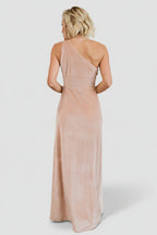 Tatiana Velvet One Shoulder Maxi Dress | Champagne