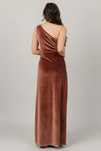 Tatiana Velvet One Shoulder Maxi Dress | Desert Rose