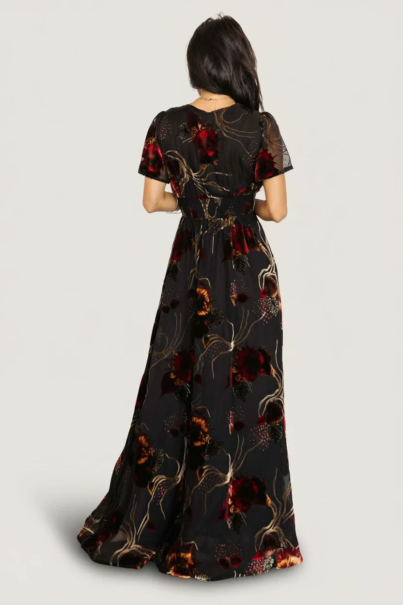 Valen Maxi Dress | Black Multi