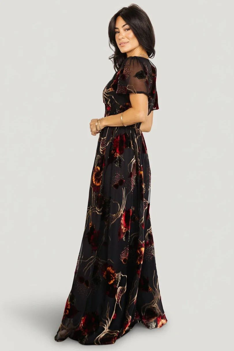 Valen Maxi Dress | Black Multi