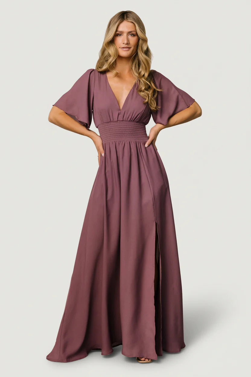 Verona Smocked Maxi Dress | Vintage Plum