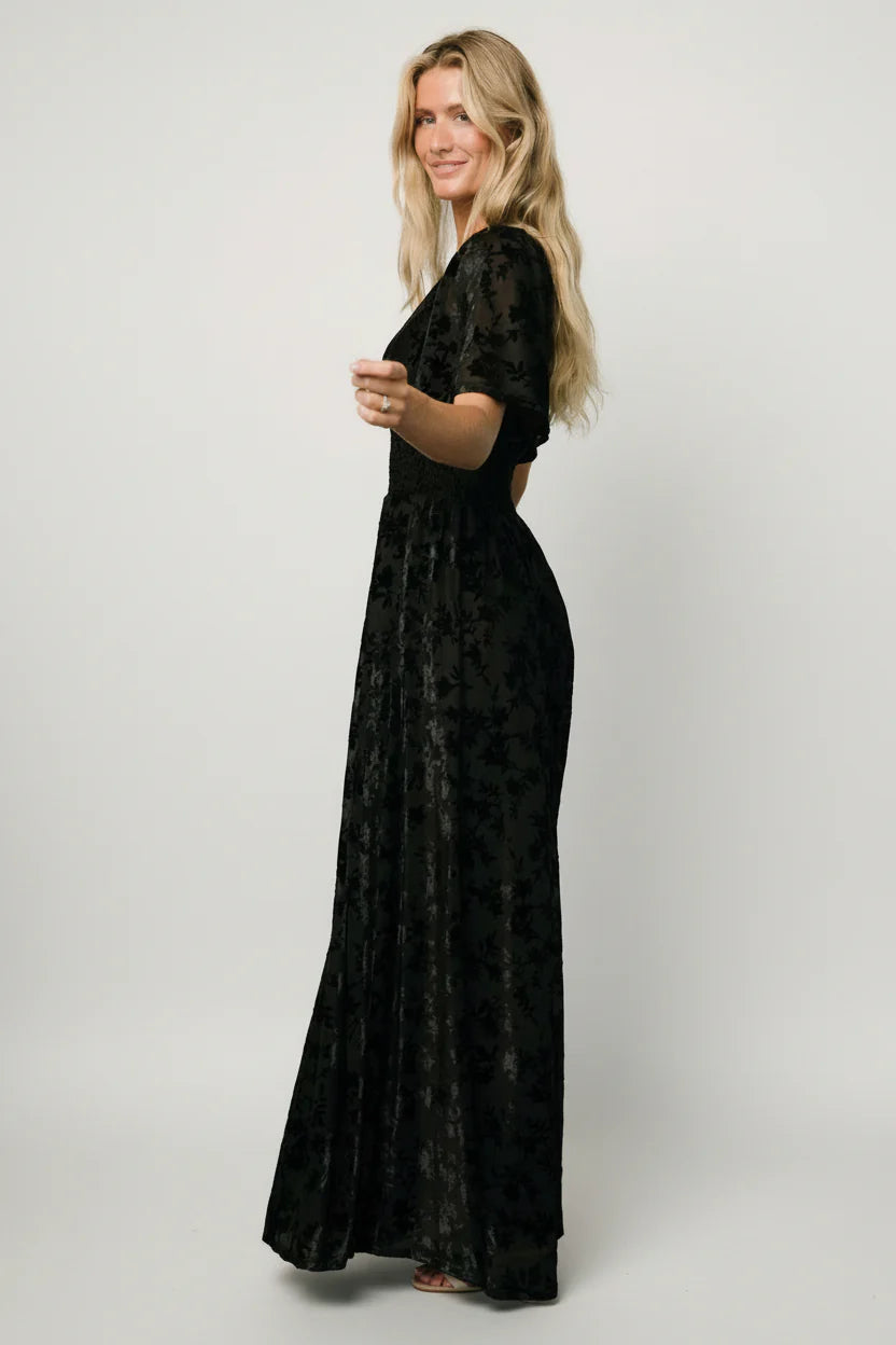 Veronica Velvet Maxi Dress | Black