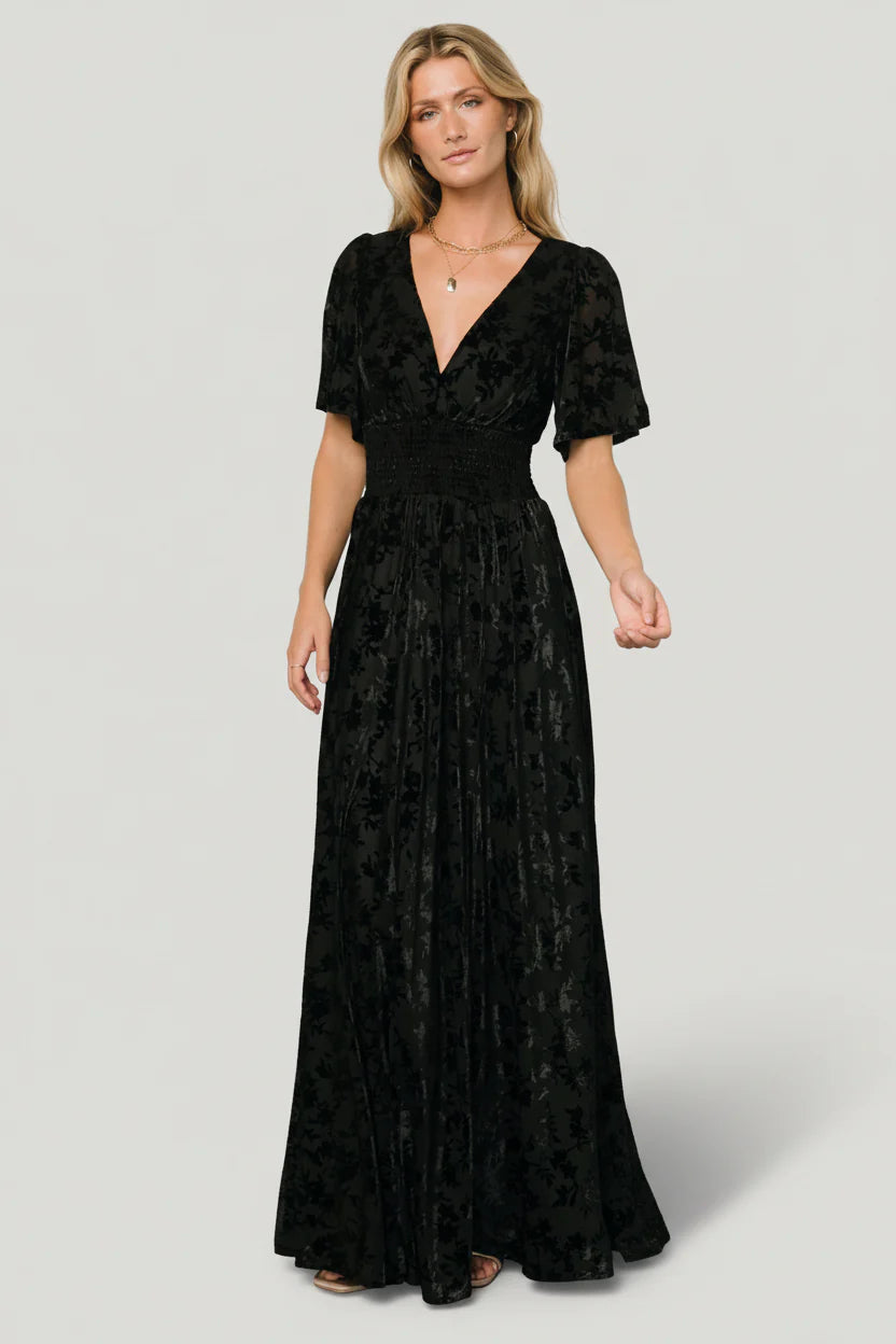 Veronica Velvet Maxi Dress | Black