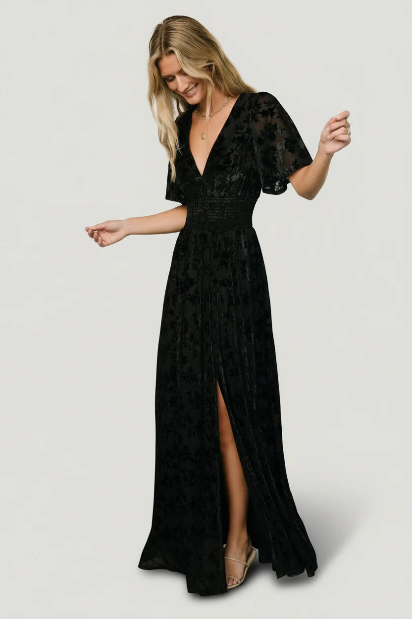 Veronica Velvet Maxi Dress | Black