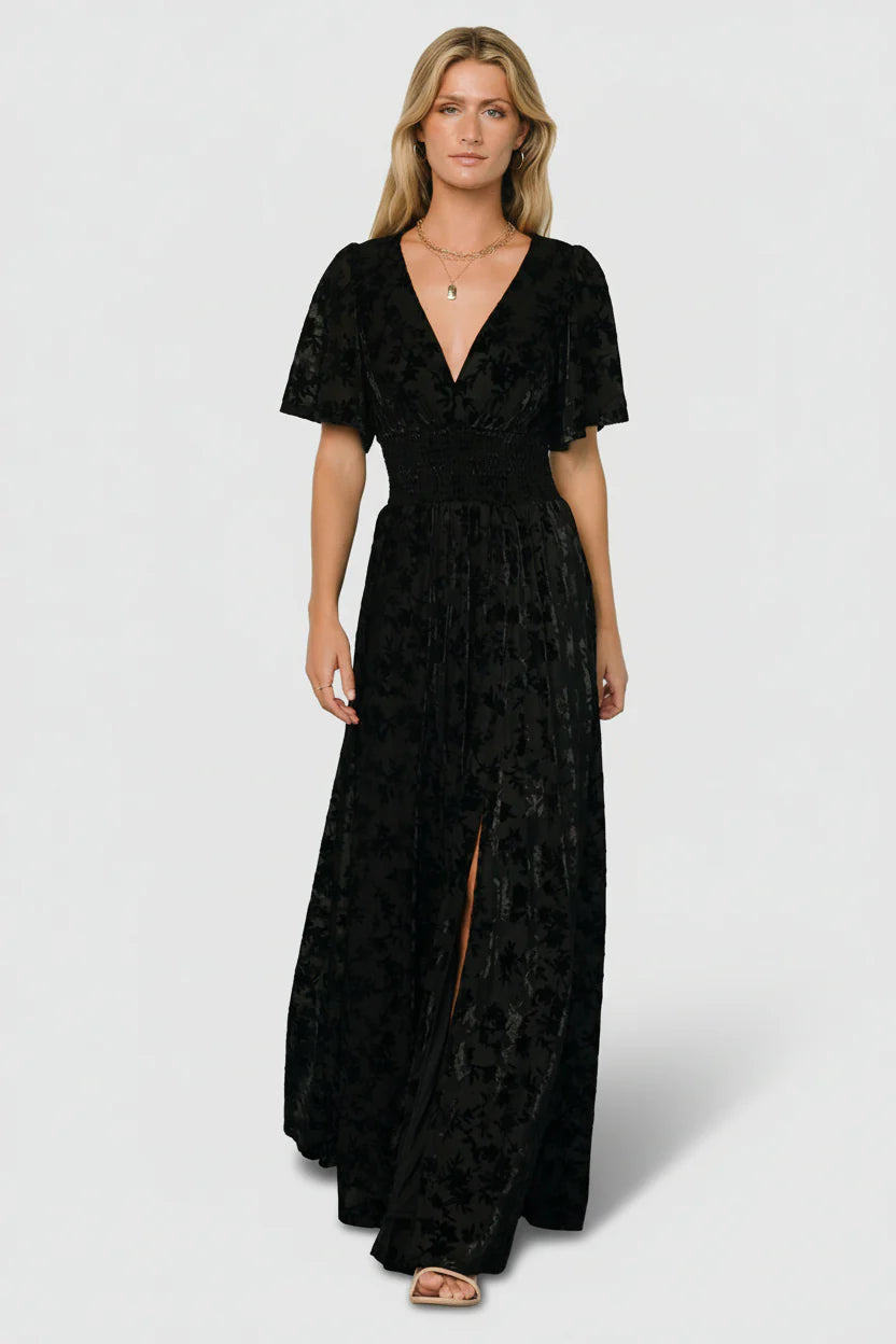 Veronica Velvet Maxi Dress | Black