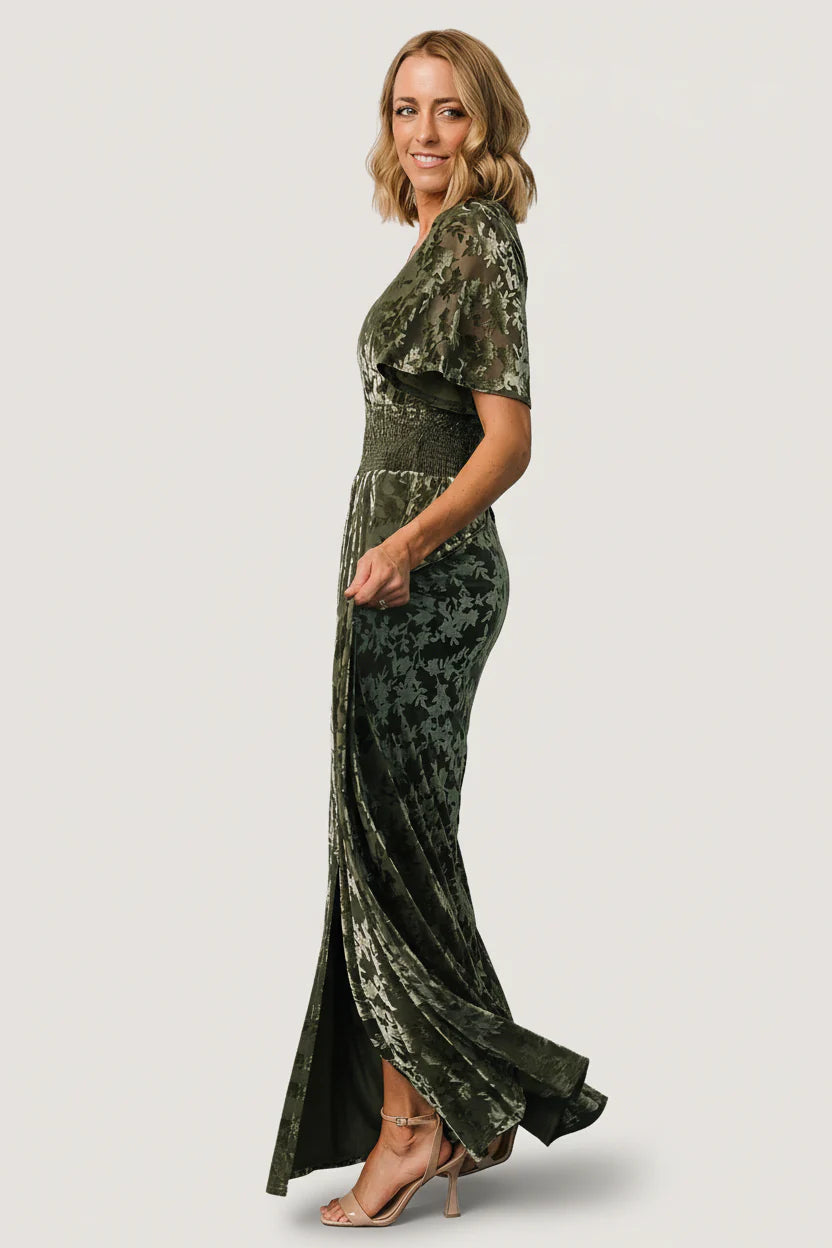 Veronica Velvet Maxi Dress | Dark Sage