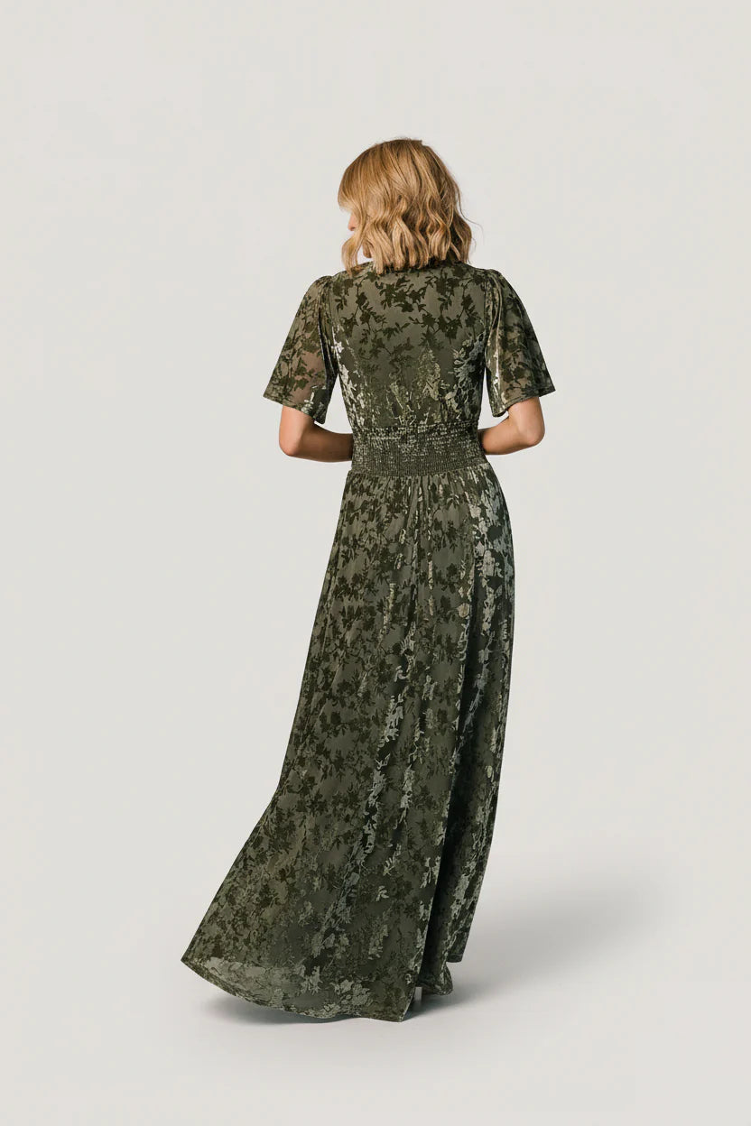 Veronica Velvet Maxi Dress | Dark Sage