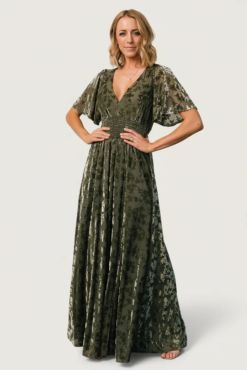 Veronica Velvet Maxi Dress | Dark Sage
