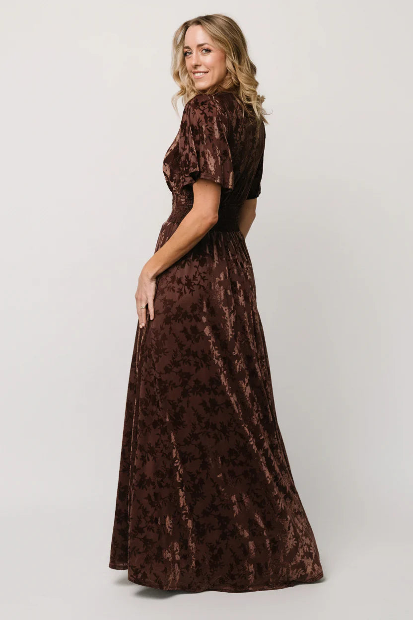 Veronica Velvet Maxi Dress | Espresso
