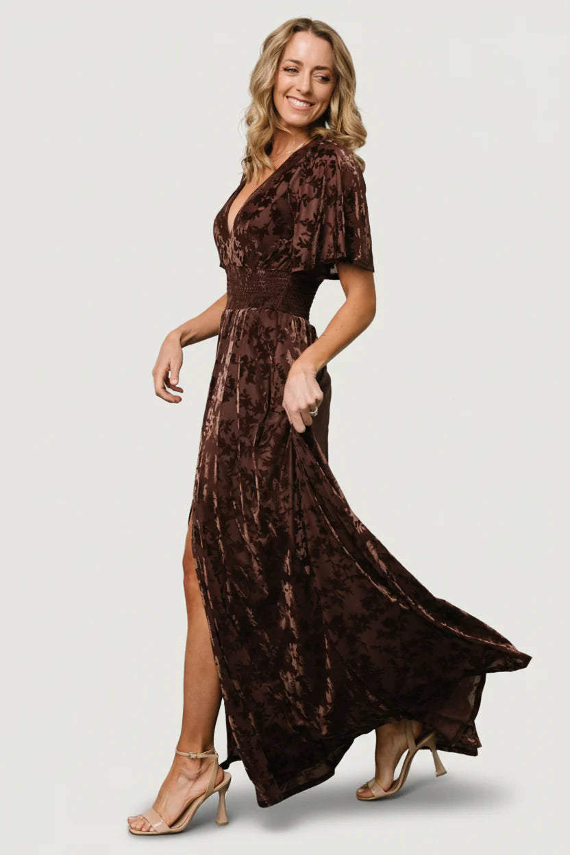 Veronica Velvet Maxi Dress | Espresso