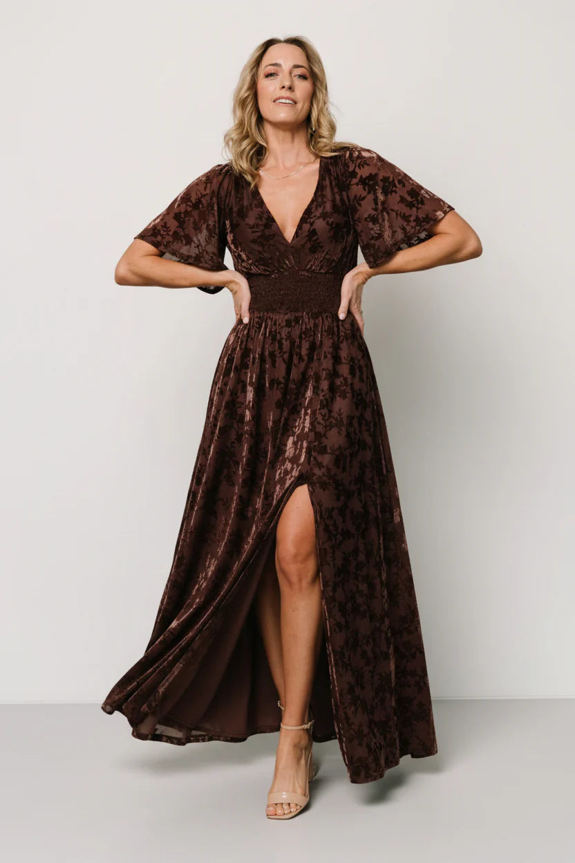 Veronica Velvet Maxi Dress | Espresso