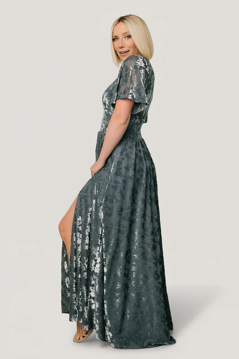 Veronica Velvet Maxi Dress | Slate Blue