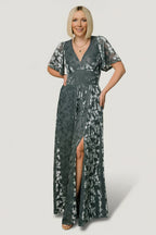 Veronica Velvet Maxi Dress | Slate Blue