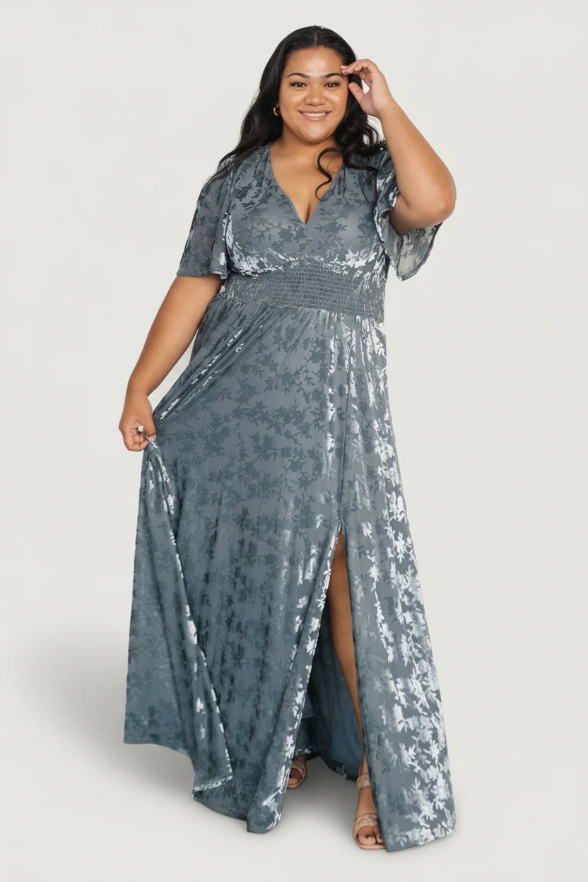 Veronica Velvet Maxi Dress | Slate Blue