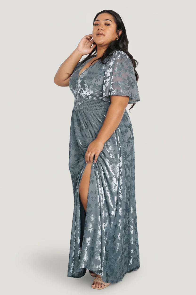 Veronica Velvet Maxi Dress | Slate Blue