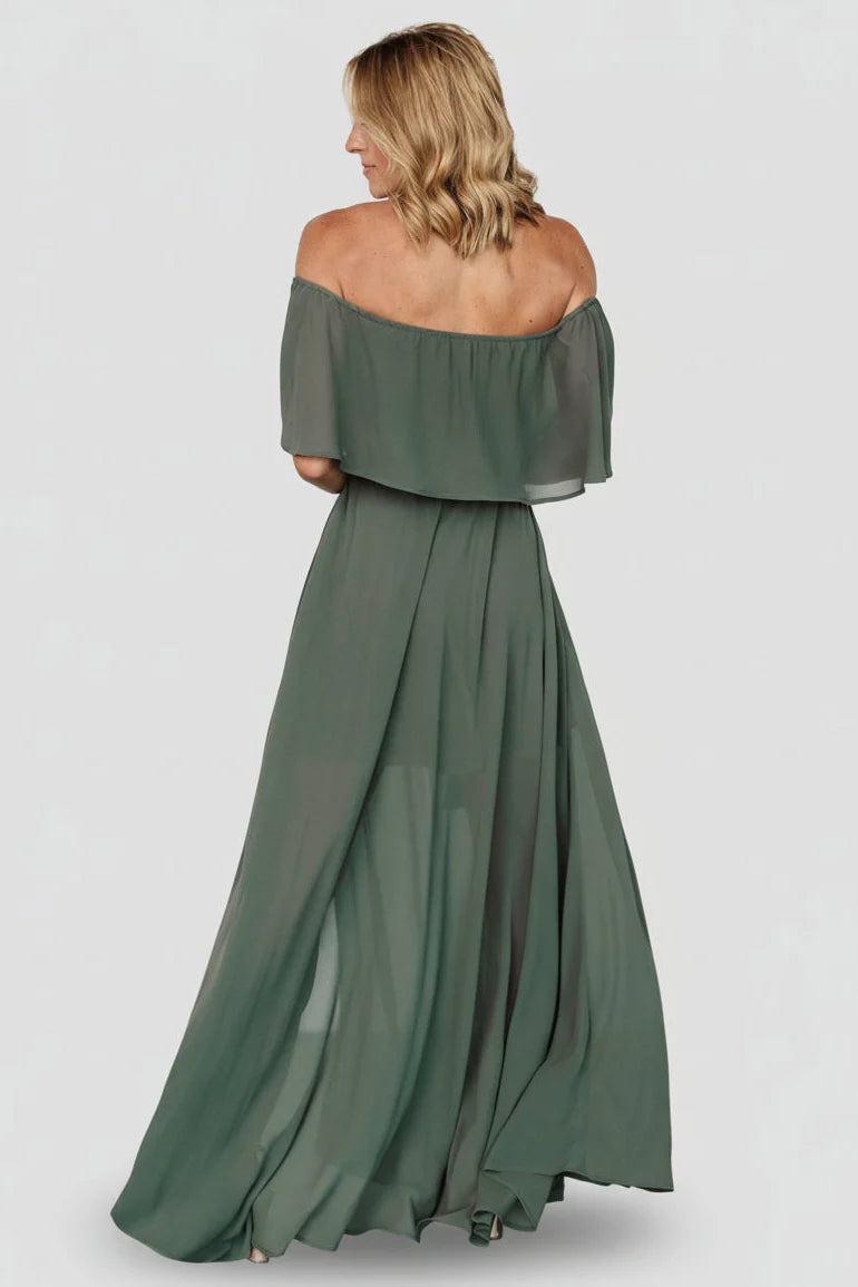 Victoria Off Shoulder Maxi Dress | Dark Sage