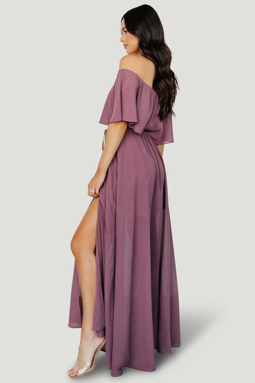 Victoria Off Shoulder Maxi Dress | Vintage Plum