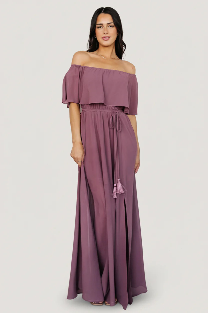 Victoria Off Shoulder Maxi Dress | Vintage Plum