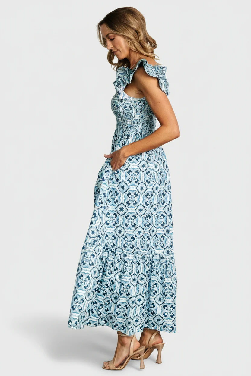 Zoey Smocked Maxi Dress | Blue Print
